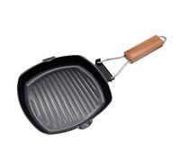 Bistecchiera pieghevole antiaderente da 22,9 cm, ideale per uso su piano cottura, con fondo a righe e beccucci facili da versare, padella portatile per barbecue