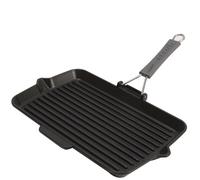 STAUB Bistecchiera Rettangolare in Ghisa, Con manico in silicone, Compatibile con induzione, Nero, 34 x 21 cm