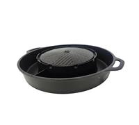 Bistecchiera rotonda 2 in 1 per fornelli, barbecue, per giardino, campeggio, viaggi, interni ed esterni, in alluminio, antiaderente, M