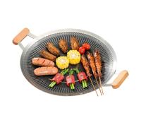Bistecchiera rotonda in acciaio inox con rivestimento antiaderente per barbecue con distribuzione rapida e uniforme del calore, lunga durata, facile da lavare con rivestimento antiaderente per