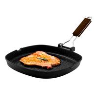 Zanetti, Bistecchiera 20 x 20 cm, Piastra grill in Alluminio Pressofuso ad Alto Spessore, Piastra Grill adatta ai Piani ad Induzione, Manico Pieghevole