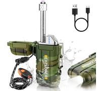 Bistfy Accendino Elettrico 360° Flessibile Accendino USB Ricaricabile, TIPO C Accendino al Plasma Antivento e Impermeabile Senza Fiamma per Candela Aromaterapia Campeggio BBQ (Torcia verde mimetico)