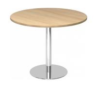 BISTRO F100R C - Sistema tavolo da conferenza Ø 100 cromo Quercia