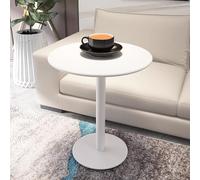 Bistro Table Round Coffee Dining Table,Small Sofa End Side Table for Indoor Outdoor Living Room Balcony,Cocktail Bar Table Tall Bistro Pub Table - White Metal (Size:40.5x40.5x62cm)