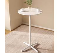 Bistro Table White End Table Coffee Tables High Top Side Table,Bar Table Cocktail Table Tall Pub Bistro Table with Metal Frame,Dining Table for Living Room,Bedroom