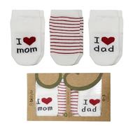 bistyle Calzini da 0 a 3 mesi, in cotone biologico, con scritta in lingua tedesca "Ich Liebe Mama + Ich Liebe Papa Baby Baby Neonato Regalo per neonati, 3 paia, MOM e DAD, 0-3 Monate