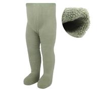 bistyle Collant in spugna morbida | Leggings in cotone biologico per bambini termici con suola antiscivolo neonato | Caldi collant per ragazze, Nilo verde, 6-12 Monate