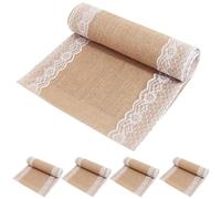 BIT.FLY Hessian Table Runner - hessian fabric Jute table runner Roll for Wedding Table Decoration Party Potluck (5 pieces of 30 x 275cm)