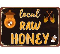 Bit Lucktin Local Raw Honey rustico decorazione da parete in metallo latta cartello vintage decorazione per pub divertente retrò parete cartello 30,5 x 20,3 cm