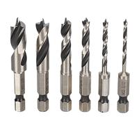 Bit per trapano in legno in acciaio ad alta velocità a 3 punti per mobili per mobili per la creazione di armadi per pin 6pcs dimensioni imperiali 1/8 pollici a 3/8 pollici