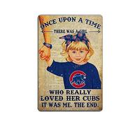 Bit SIGNSHM Targa in metallo retrò con scritta "Here was a girl who really loved her cubs", decorazione da parete, stile shabby chic, adatta come regalo, 30,5 x 20,3 cm