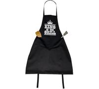 Bitaly King Of The Grill BBQ Grembiule Nero Taglia Unica Uomo Con Tasche Cuoco Professionale Per Cuocere E Grigliare In Cucina