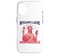 Bitches Love Independence Funny 4th of July Men Women Custodia per iPhone 16