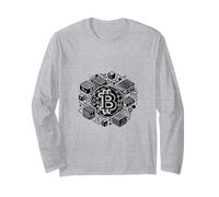 Bitcoin Blockchain Tech Art per gli appassionati di Maglia a Manica