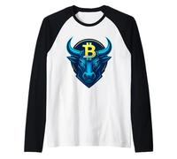 Bitcoin Bull Crypto Investor Design Con Grassetto Simbolo BTC Maglia con Maniche Raglan