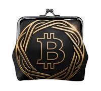 Bitcoin - Mini portafoglio da donna in pelle con chiusura a bacio