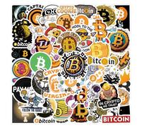 Bitcoin, set di 50 adesivi per ragazzi, bambini, adulti, Bitcoin, impermeabile, valuta virtuale per auto, skateboard, moto, bottiglie d'acqua, telefono, chitarra, casco