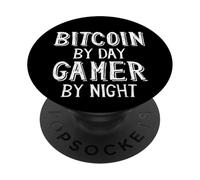 Bitcoin Trader By Day Gamer By Night Blockchain Crypto BTC PopSockets PopGrip Adesivo