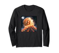 Bitcoin Vulcano Fuoco Lava Montagna Destino Maglia a Manica