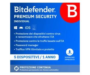 Bitdefender Premium Security 2026 | 5 Dispositivi | 1 anno | Rinnovo automatico