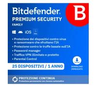Bitdefender Premium Security Family 2026 | 25 Dispositivi | 1 Anno