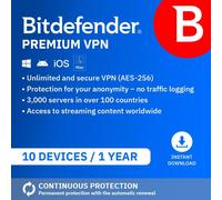 Bitdefender Premium VPN 2026 10 dispositivi 1 anno PC/Mac/Mobile Codice