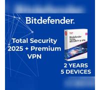 Bitdefender Total Security 2025 + Premium VPN Key (2 Years / 5 Devices) - GLOBAL