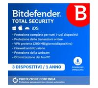 Bitdefender Total Security | 3 dispositivi | 1 anno | Con VPN