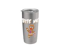 Bite Me Angry Gingerbread Man Bite Me Bicchiere termico in acciaio inox doppia parete