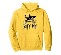 Bite Me: Attacco di squalo feroce per Gli Appassionati dell'Oceano Felpa con Cappuccio, Unisex per Adulti, Limone, L