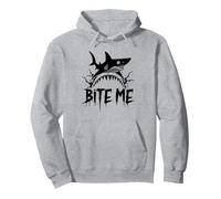 Bite Me: Attacco di squalo feroce per Gli Appassionati dell'Oceano Felpa con Cappuccio, Unisex per Adulti, Grigio Melange, L
