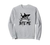 Bite Me: Attacco di squalo feroce per Gli Appassionati dell'Oceano Felpa, Unisex per Adulti, Grigio Melange, M