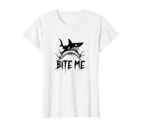 Bite Me: Attacco di squalo feroce per Gli Appassionati dell'Oceano Maglietta, Donna, Bianco, L