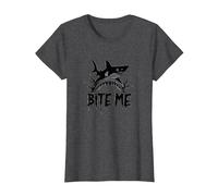 Bite Me: Attacco di squalo feroce per Gli Appassionati dell'Oceano Maglietta, Donna, Grigio Scuro, L