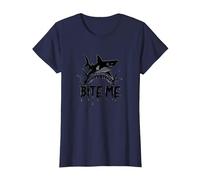 Bite Me: Attacco di squalo feroce per Gli Appassionati dell'Oceano Maglietta, Donna, Navy, L