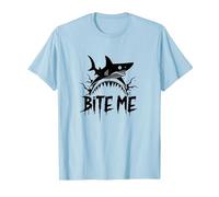 Bite Me: Attacco di squalo feroce per Gli Appassionati dell'Oceano Maglietta, Uomo, Celeste, L