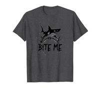 Bite Me: Attacco di squalo feroce per Gli Appassionati dell'Oceano Maglietta, Uomo, Grigio Scuro, L