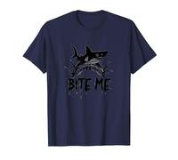 Bite Me: Attacco di squalo feroce per Gli Appassionati dell'Oceano Maglietta, Uomo, Navy, M