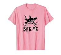 Bite Me: Attacco di squalo feroce per Gli Appassionati dell'Oceano Maglietta, Uomo, Rosa, L