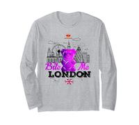 Bite Me, Cool London UK Gummy Bear Candy Art Sketch Drawing Maglia a Manica