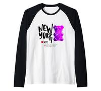 Bite Me, Cool New York City Purple Candy Gum Bear Graphic Maglia con Maniche Raglan