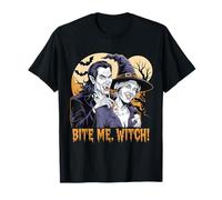 Bite Me Witch! Divertente maglietta grafica di Halloween con vampiro e strega Maglietta