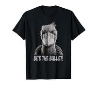 Bite The Bullet Shoebill Cicogna Umorismo Maglietta