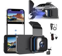 Biteblom Dashcam, HD Dash Cam with WiFi & GPS, 360 Wireless Dual 4k Dashcam Front and Rear, with 2 Sensors,Night Sights, Parking and Recording, 24-Hour Parking Monitoring (HD)