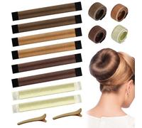 BITEFU 10 pezzi Dutt Maker, cuscino french Twist per donne e bambini, nodo di luna, strumento per lo styling (marrone chiaro, marrone scuro, biondo)