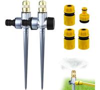 BITEFU 2 irrigatori automatici a 360° per giardino, prato, piante, verdure, fiori, pastorale, irrigatore a spruzzo in ottone con 4 interfacce in plastica