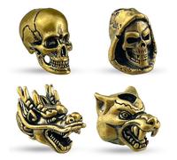 BITEFU 4 accessori paracord, perle vichinghe in ottone, per capelli, realizzate fai-da-te, 4 stili, adatte per coltelli EDC, paracord (diametro 5,5 mm)