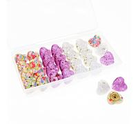 BITEYI Puntine da Disegno con Paillettes a Forma di Cuore, 30 pezzi Puntine da Disegno Decorative Ambra a Forma di Cuore per Foto da parete,Mappe,Bacheche,Bacheche in sughero (Colore misto)