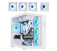 BitFenix AL118 High Airflow Dual Chamber PC Gaming Case White 4ARGB - Reverse Connection Motherboard Compatible- 4 X Infinity Mirroring ARGB Fan (3X Reverse)-360mm AIO/GPU 400mm Support
