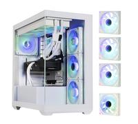BitFenix CETO High Airflow PC Gaming Case White-Panoramic Tempered Glass - Reverse Connection Scheda madre Compatible - 4 X Infinity Mirroring ARGB Fan (3X Reverse) - 360mm AIO/GPU 410mm Support